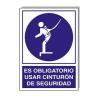 CARTEL USO OBLIGATORIO CINTURON SEGURIDAD 30X21 CM. 