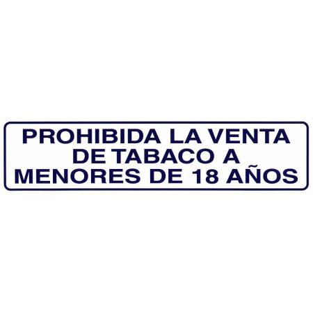 ROTULO ADHESIVO 250X63MM PROHIBIDA VENTA TABACO <18AÑOS