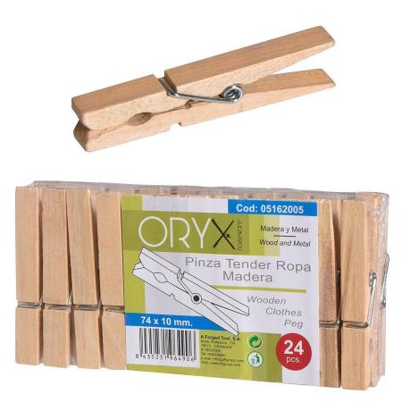 Paquete 24 pinzas madera tender - Metaltex