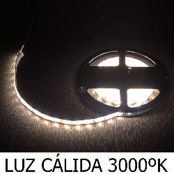 TIRA LED ADHESIVA CON 180 LEDS 14,4 W 12 V.  3000 ºK LUZ CALIDA IP 65 3 METROS. 