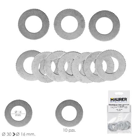 ADAPTADORES / REDUCTORES DISCO CORTE MADERA Ø 30 A Ø 16 MM. (BOLSA 10 PIEZAS)