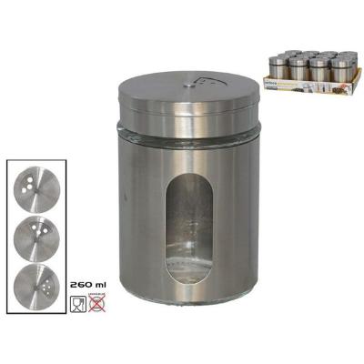 SALERO -PIMENTERO INOX CRISTAL 260 ML.