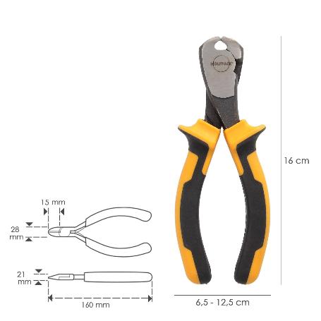 ALICATES CORTE FRONTAL 150 MM. ACERO DIN 5745. PELACABLES, CORTA CABLES, PELADOR CABLES,