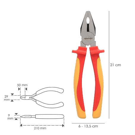 ALICATES UNIVERSALES 200 MM. MANGOS AISLADOS ACERO CROMO VANADIO PELACABLES, CORTA CABLES, PELADOR CABLES