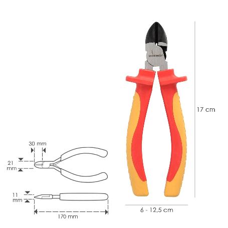 ALICATES CORTE DIAGONAL 150 MM. MANGOS AISLADOS ACERO CROMO VANADIO PELACABLES, CORTA CABLES, PELADOR CABLES