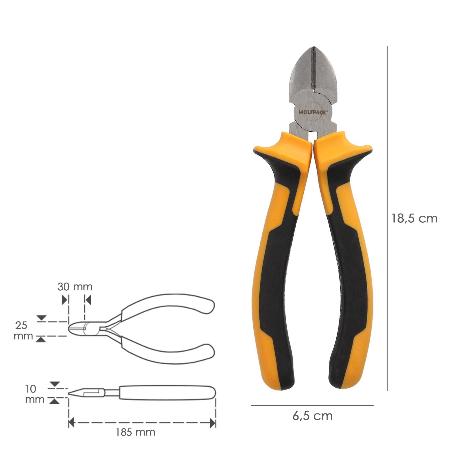 ALICATES CORTE DIAGONAL 175 MM. ACERO DIN 5749 PELACABLES, CORTA CABLES, PELADOR CABLES