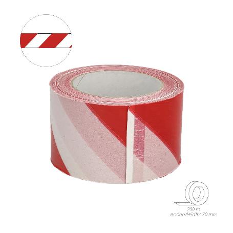 CINTA SEÑALIZACIÓN LDPE ROJA/BLANCA ROLLO 70 MM. X 200 METROS