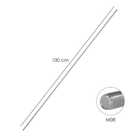 VARILLA ROSCADA ZINCADA ROSCA M08 LONGITUD 1 METRO DIN975